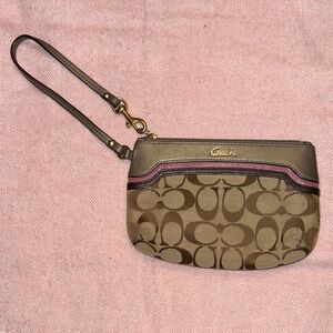Coach Brown and Pink Signature Wristlet